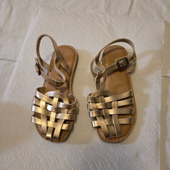 ✨ Gold Woven Leather Sandals – Classic Strappy Summer Style Toddler - Picture 4 of 6